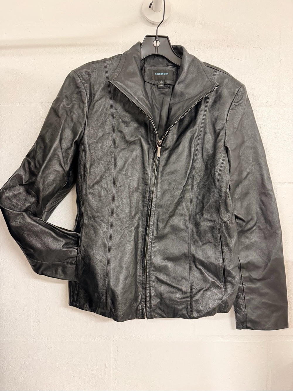 ColeBrook Black Leather Zip Front Jacket